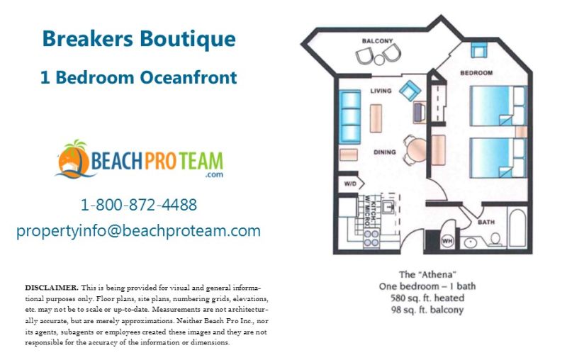 Breakers Boutique Athena Floor Plan - 1 Bedroom Oceanfront